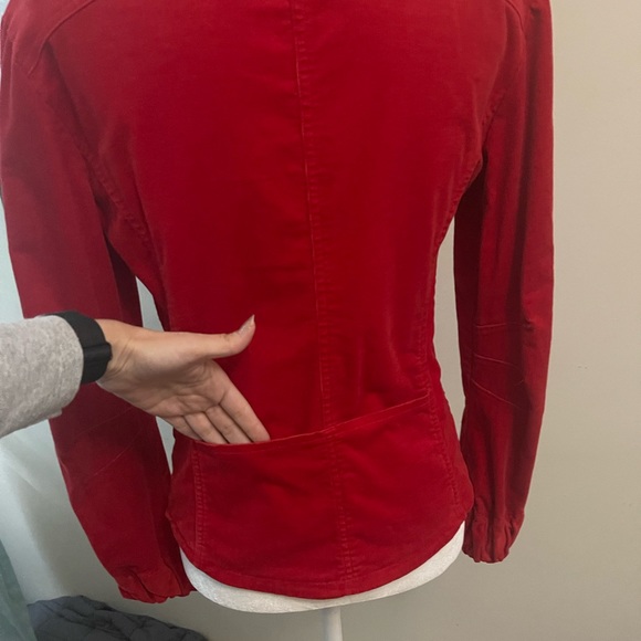 Red Corduroy Zip Up Fitted Jacket Size Medium - Picture 8 of 9